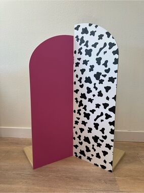 NEW 42”H Arched Wood Party Backdrop - “Fushia Pink & Cow” PROMO PRICE TIL 9/30